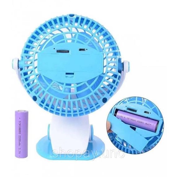 Вентилятор Мини USB с прищепкой Mini fan LY-582 • Портативный настольный вентилятор с аккумулятором и креплением | Зображення 1