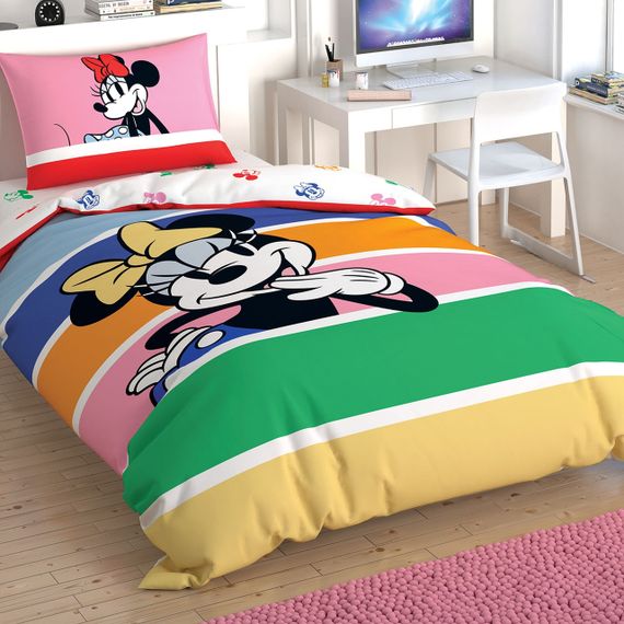 Постільна білизна TAC Disney 160×220 см Minnie Mouse Rainbow