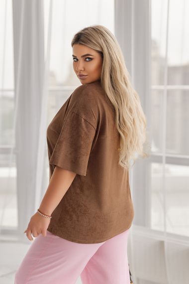 Жіноча вільна футболка Labubu варена тай дай колір коричневий, розмір 46/48, GF05256 | Зображення 2