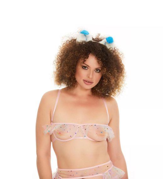 Меховые ушки собаки, Ярко-голубые с белым OKOVA sexstyle | Зображення 1