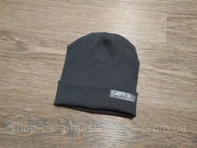 Трикотажная шапка onesize унисекс женская мужская двойная с отворотом демисезонная в рубчик серый меланж