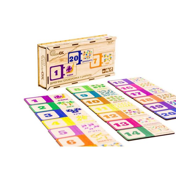 Деревянная головоломка-пазл с цифрами Puz-53322 | Зображення 1