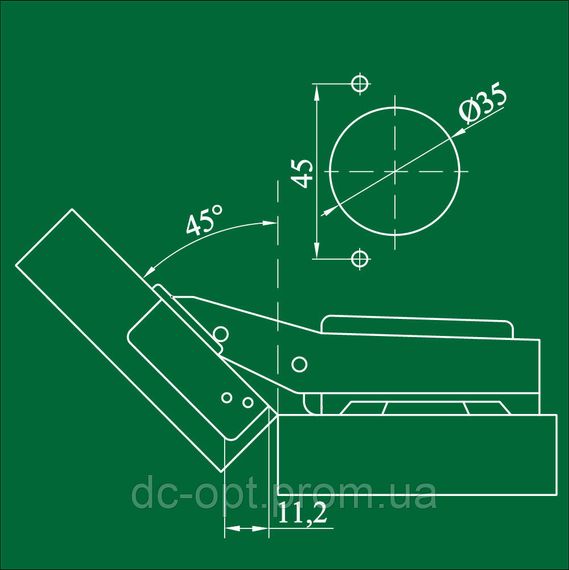 Петля угловая 135/45° с доводчиком Сlip On ДС СтандартЛайн | Зображення 2