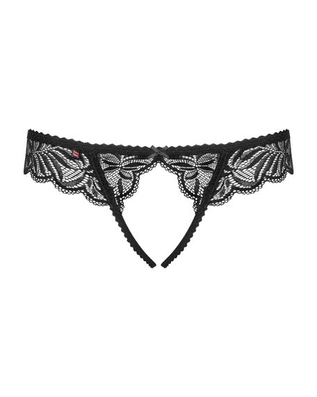 Мереживні танга з доступом Obsessive Contica crothchles thong L/XL, чорні | Зображення 4