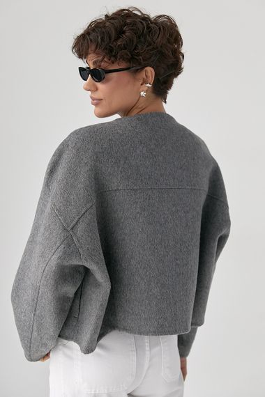 Коротке вовняне пальто - сірий цвет, ONE SIZE (є розміри) | Зображення 1