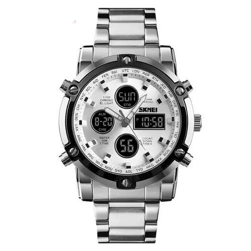 Водостійкий тактичний годинник SKMEI 1389SI SILVER | Годинник армійський оригінал | Годинник RU-102 скмей чоловічий | Зображення 4