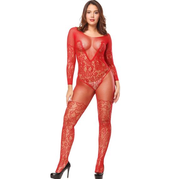 БодіСтокінг (Боді комбінезон Сітка) Babydoll 48 Червоний 8507