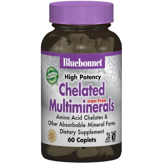 Мультиминеральный комплекс Bluebonnet Nutrition Chelated Multiminerals Iron Free 60 Caplets BLB0206