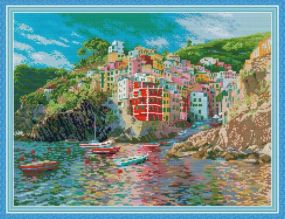 Набір для вишивання за нанесеною на канву схемою "The seaside town". AIDA 14CT printed 48*37 см