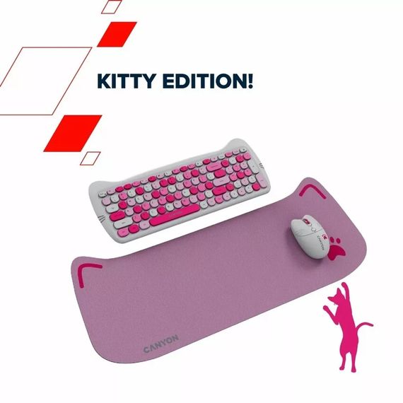 Комплект Canyon HSET-W6 Kitty Edition Wireless UA Pink (CNS-HSETW6PK) | Зображення 5