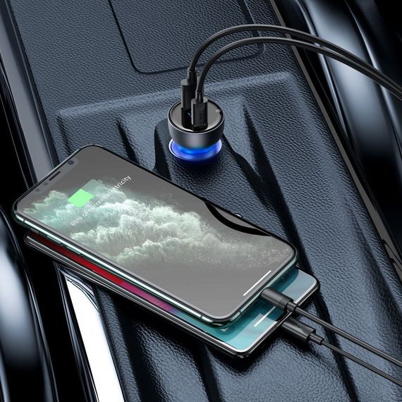 Автомобильная зарядка для ноутбука, телефона Baseus Particular Digital Display PPS Dual Quick Charger 65W USB + Type-C | Зображення 2
