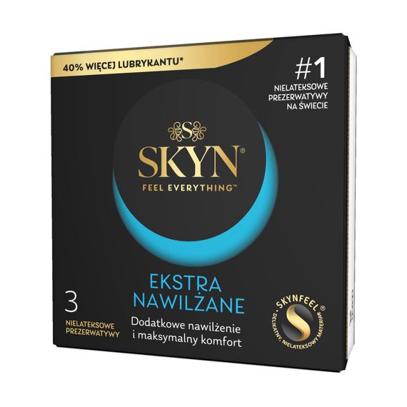 Безлатексні преміум-презервативи SKYN Ekstra Nawilżanel 3 шт, ультратонкі, на 40 % більше змазки