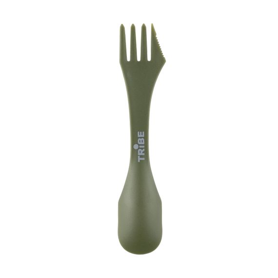 Ловилка Tribe Spork пластикова оливкова, туристична ложка-виделка трайб легка для походу та риболовлі | Зображення 1