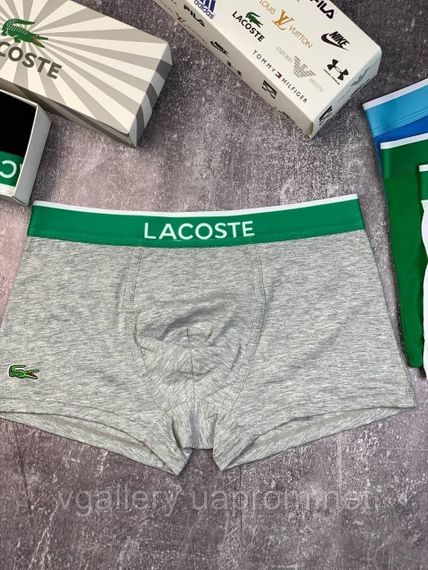 Чоловічі труси Lacoste набір боксери Лакоста 5 штук бавовна шортики брендовий комплект боксерок | Зображення 4