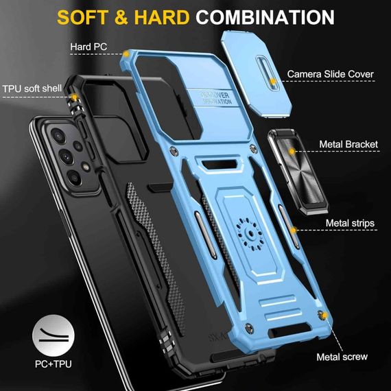 Ударопрочный чехол Camshield Army Ring для Samsung Galaxy A23 4G Голубой / Light Blue | Зображення 2