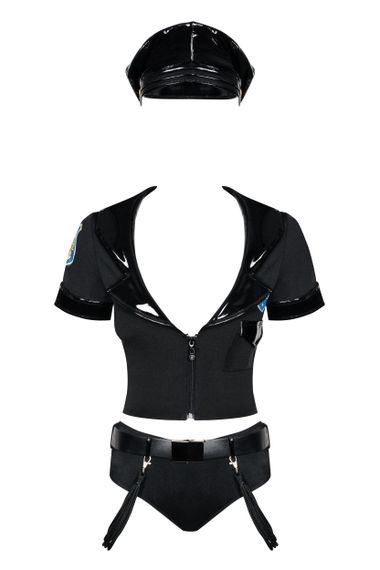Ігровий костюм жінки-поліцейської Obsessive Police set Чорний S/M | Зображення 1