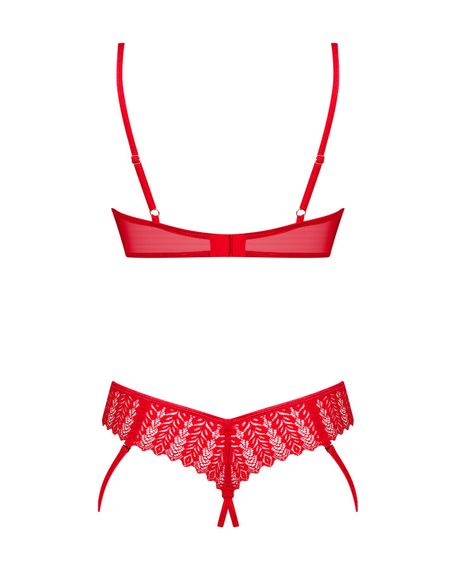 Комплект Obsessive Ingridia 2-pcs crotchless set XL/2XL, червоний, з доступом, відкриті груди | Зображення 3