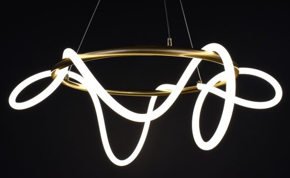 Люстра світлодіодна підвісна LED світильник для квартири на стелю лед 27728 Латунь 50-150х80х80 см. | Зображення 2