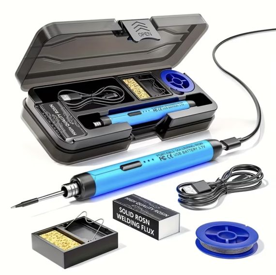 Портативний USB/бездротовий паяльний набір з регульованою температурою. Синій | Зображення 7