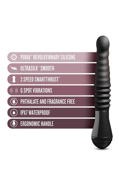 Роскошный вибратор с фрикциями Blush Temptasia Lazarus черный Sex Aura | Зображення 8