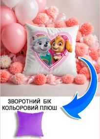 Подушка плюшева Мерч Крафт Дизайн з принтом Еверест Скай paw patrol 9 бузковий плюш квадратна 33х33 см