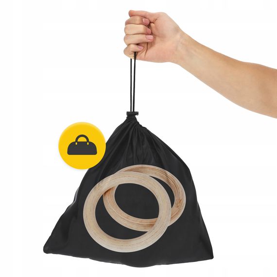 Гімнастичні кільця 4FIZJO дерев'яні, регульовані Black/Blue (P-5905973402743) | Зображення 1