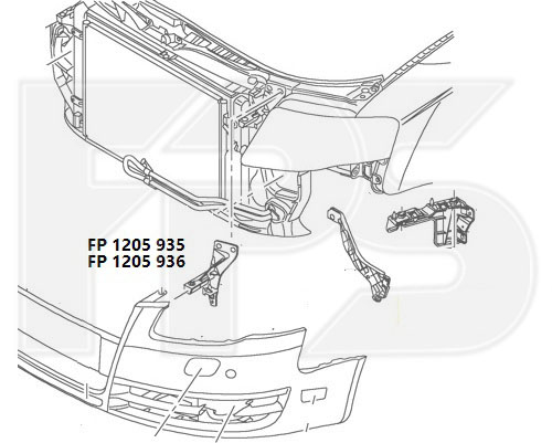 Крепеж переднего бампера левый Audi A4 B7 '05-08 (бампер-панель) (FPS) 8E0805363