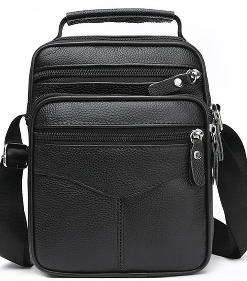 Чоловіча шкіряна сумка-барсетка через плече чорна Bexhill Bx-56402