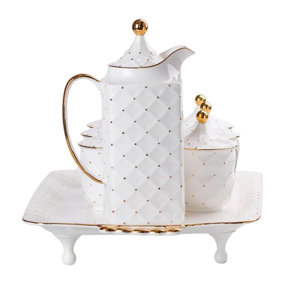 Чайный сервиз на 6 персон, с заварочным чайником, белый. | Зображення 7