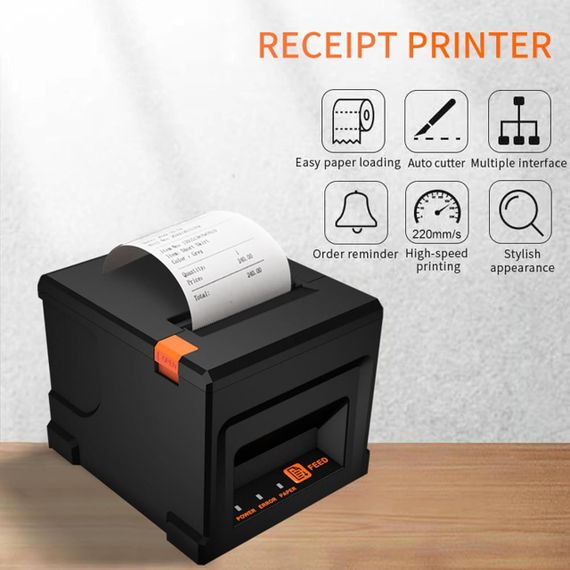 Принтер чековий 80 мм, термопринтер автоматичне різання паперу, чек на стійці реєстрації | Зображення 7