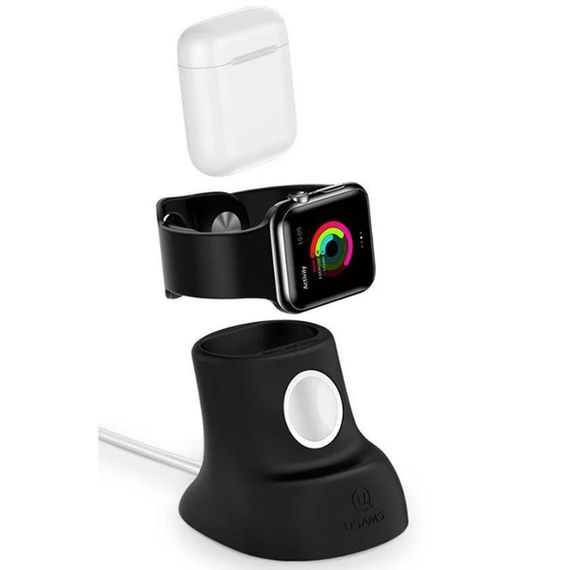 Силіконова підставка для заряджання Usams US-ZJ051 2in1 Black | Зображення 2