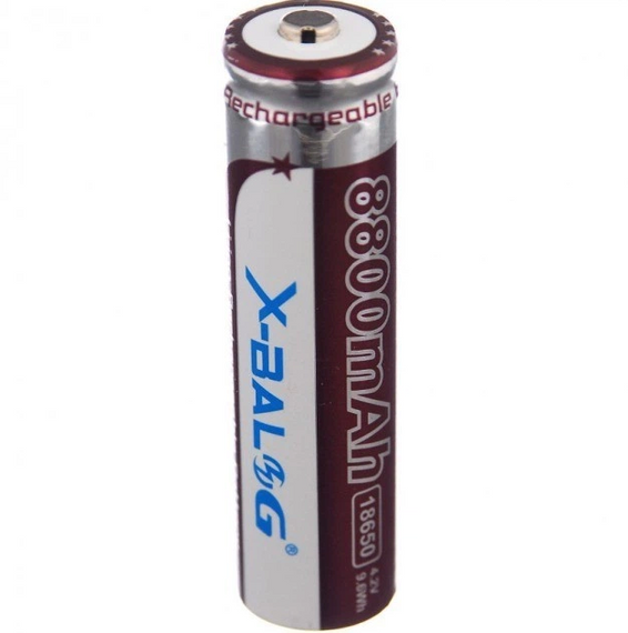 Аккумулятор 18650 X-Balog 8800mAh 4,2V Li-ion батарейка для фонариков с защитой от разряда и перезаряда | Зображення 1