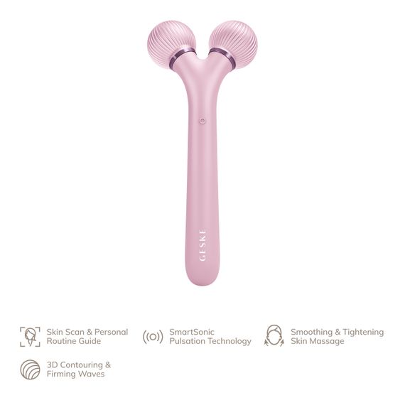 Електронний ультразвуковий ролик для обличчя GESKE Sonic Facial Roller 4в1 pink | Зображення 1