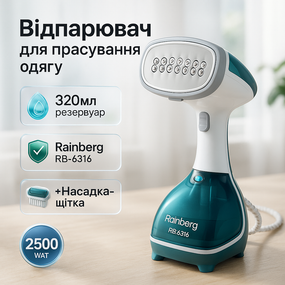 Компактный отпариватель Rainberg, Удобный ручной отпариватель одежды для быстрой глажки EM-91