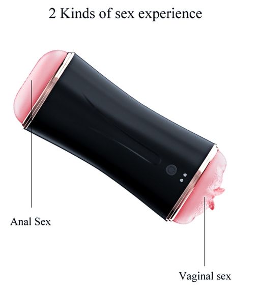 Мастурбатор з двома входами FOXSHOW Vibrating Masturbation Cup USB 10 + Interactive Function Black, BS6300045 Sex Aura | Зображення 7