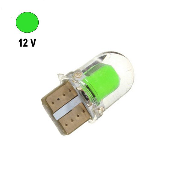 Автолампа Terra T10 / W5W, цоколь W2.1x9.5d, COBx2, силикон, зеленый, 12V | Зображення 1