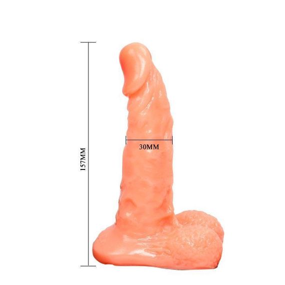 Страпон на трусиках BAILE Ultra Passionate Harness з мошонкою, бежевий, 15,7 × 3 см Sex Aura | Зображення 4