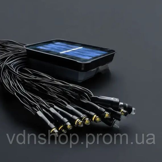 Гірлянда нитка на сонячній батареї 500 LED 50м чорний дріт жовтий | Зображення 3