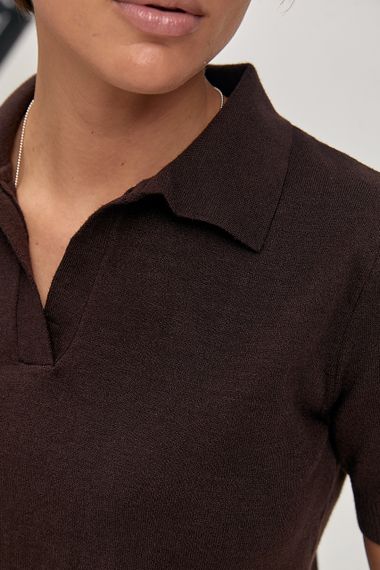 Однотонне в'язане поло - темно-коричневий цвет, ONE SIZE (є розміри) | Зображення 3