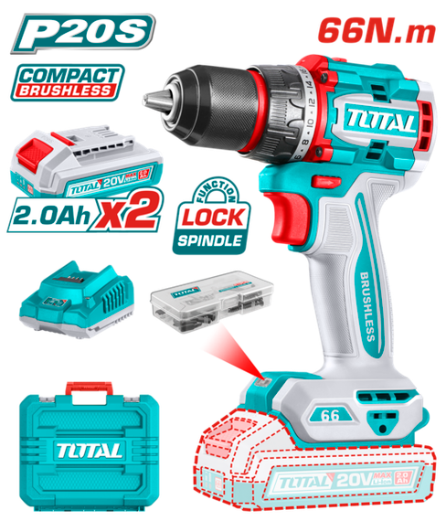 Шуруповерт TOTAL TDLI20668 20В Li-Ion