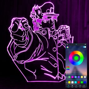 Акриловий світильник-нічник керування з телефона Джотаро Куджо (ДжоДжо) tty-n001016