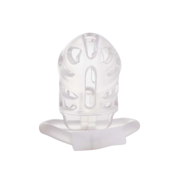 Клітка для пеніса LOCKINK SEVANDA Plastic Penis Chastity Cage, прозора, 3 кільця різних розмірів Sex Aura | Зображення 3