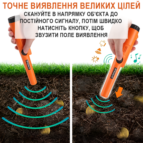 Водонепроницаемый пинпоинтер IP68-GP-Pointer, металлоискатель, целеуказатель для поиска сокровищ, металлов, монет, Оранжевый | Зображення 3