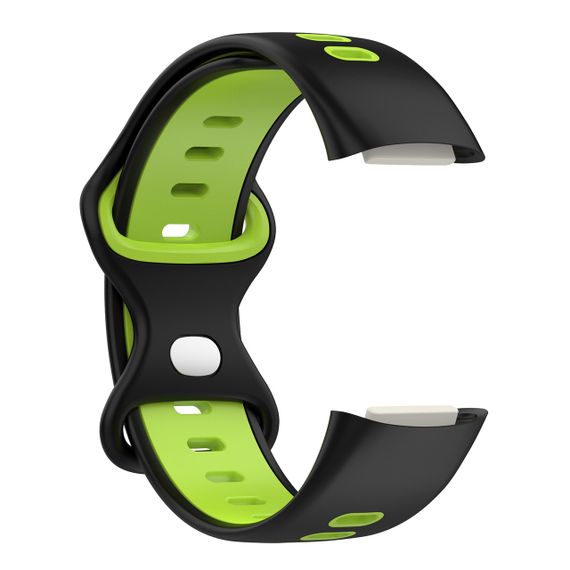 Силиконовый ремешок Primolux Sport для фитнес браслета Fitbit Charge 5 / Charge 6 - Black&Lime / размер М | Зображення 1