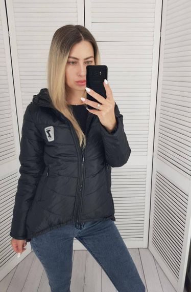 Жіноча демісезонна куртка з емблемою, арт.210/7, чорний | Зображення 3