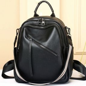 Стильний жіночий шкіряний рюкзак чорний міський 51124