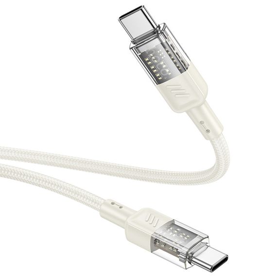 Дата кабель Hoco U129 Spirit Transparent Type-C to Type-C 60W (1.2m) Biege | Зображення 2