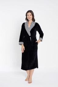 Женский велюровый халат Nusa 0499 длинный, черный 3XL