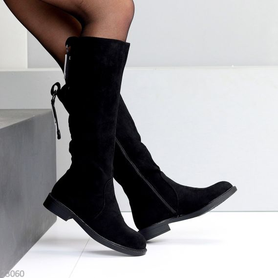 Повсякденні високі чорні замшеві чоботи єврозима низький хід | Зображення 7