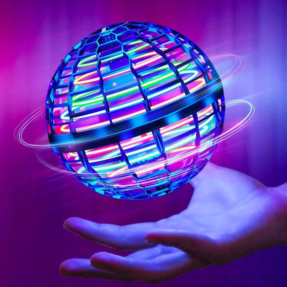 Летающий светящийся шар FLYING SPINNER, с USB, Синий / Игрушка бумеранг с подсветкой / Летающий мячик | Зображення 3